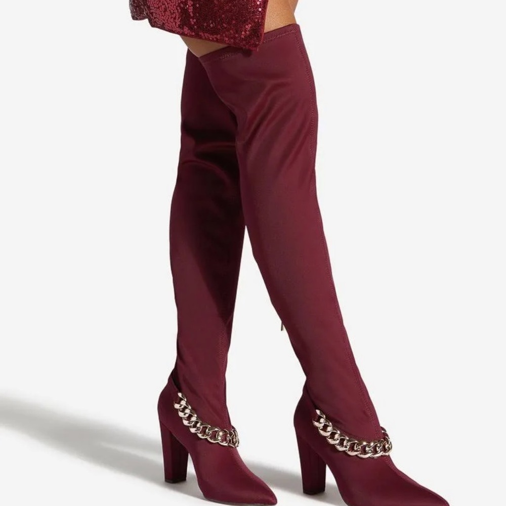 Sabrah Tall Pointed-Toe Boot - Burgundy